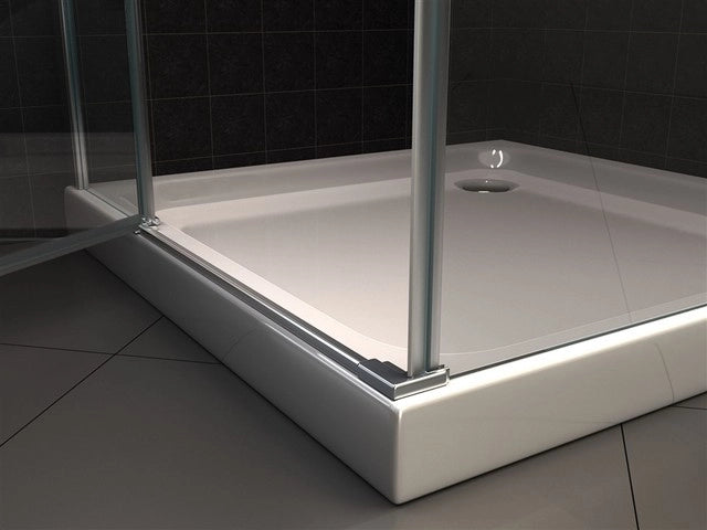 Box doccia con porta battente e lato fisso in cristallo 8mm trasparente PURA DUO 100 cm,90 cm,Flacone anticalcare escluso