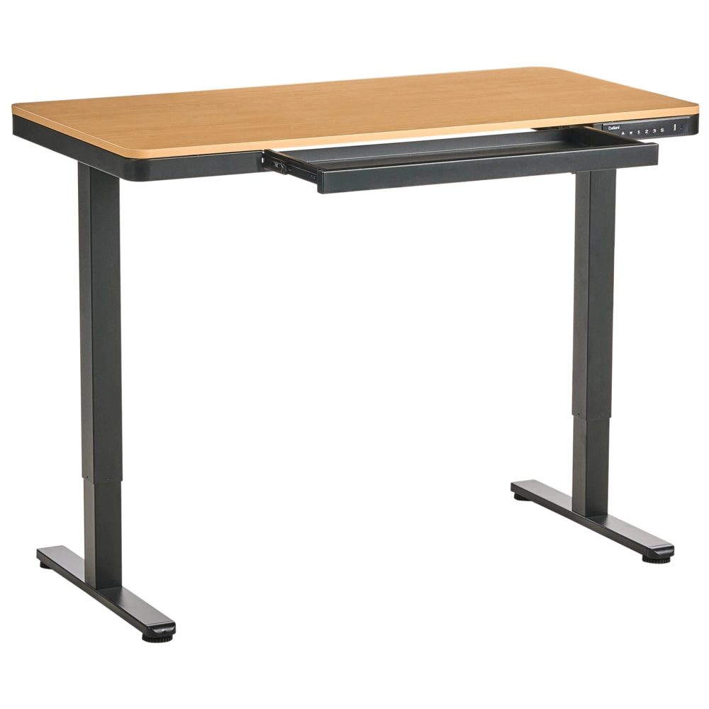 Adjustable Desk Light Brown Top Black Steel Frame and Legs 120 x 60 Stand and Sit Home Office Stand and Sit Scandinavian Design