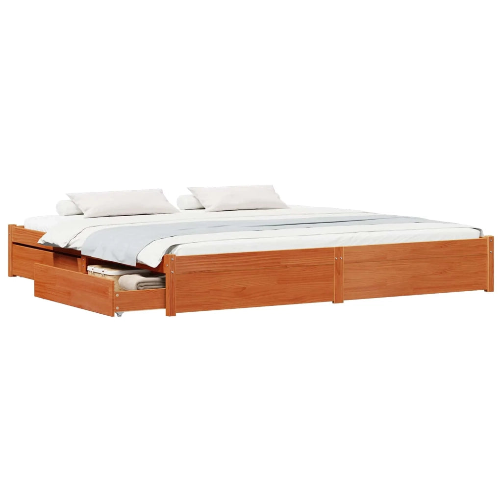 Struttura del letto con cassetto Marrone cerato 200 x 200 cm 3422770