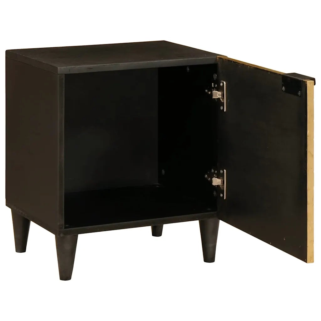 Comodino | Armadio da Notte | Mobiletto da notte Nero e Oro 40 x 33 x 46 cm