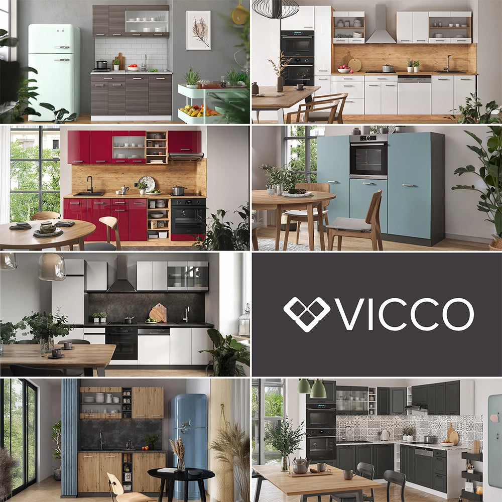 Vicco Frontale cucina Rosso lucido 29.6 x 196 cm frontale del mobile per mobile alto estraibile