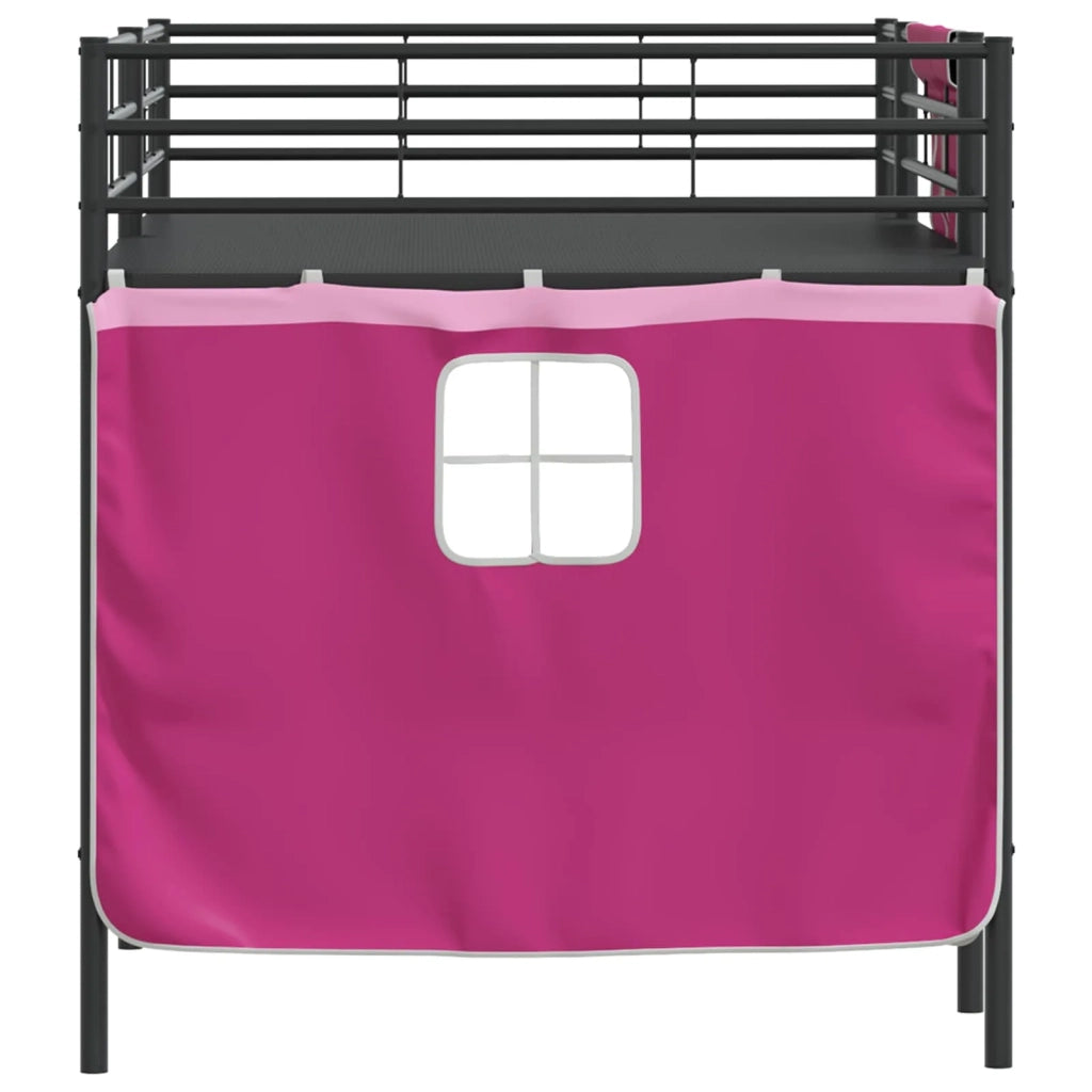 Struttura del Letto Loft per Bambini con Tendine-Giroletto per bambini Nero e rosa 714686