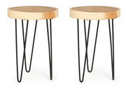 Set 2 Tavolini da Soggiorno Ø35x48 cm in Legno Tuala