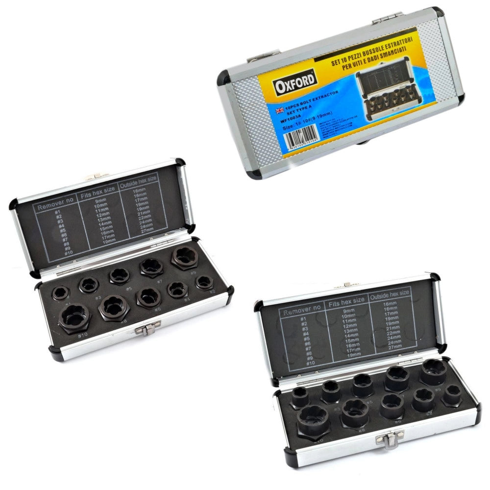 Trade Shop - Bussole Estrattori Dadi E Bulloni Danneggiati Alte Basse Set 10 Pz -