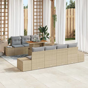 Set Divano da Giardino 8 pcs Beige Poly Rattan