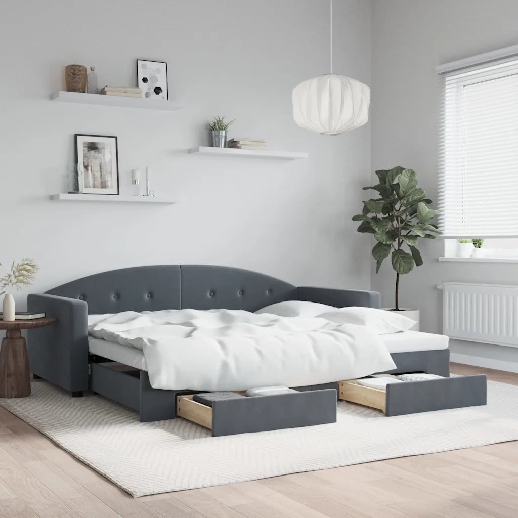 Divano letto | Sof¨¤ letto | Letto singolo Estraibile Cassetti Grigio Scuro 90x190cm Velluto