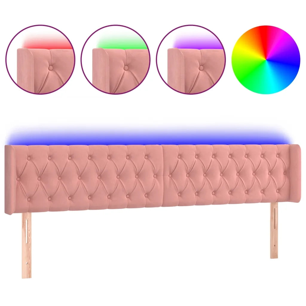 Testiera | Testata a LED Rosa 183x16x78/88 cm in Velluto