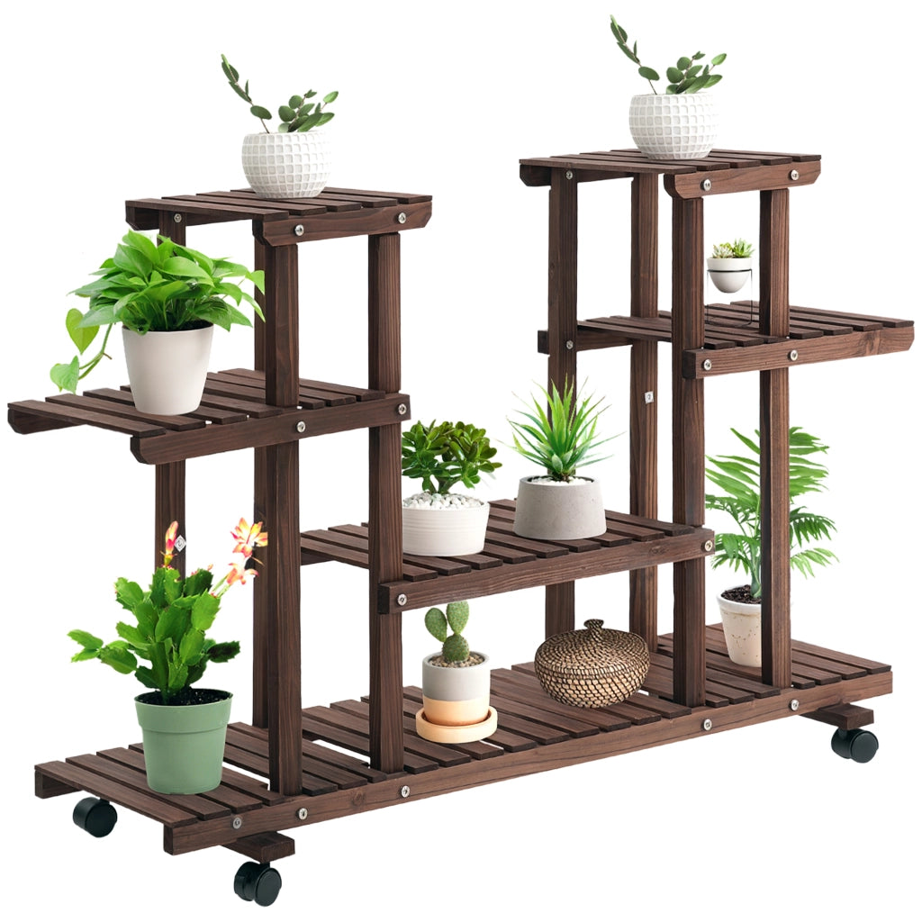 Scaletta per piante 6 ripiani con ruote ¨C Minimal ¨C 123,5x33x80 cm