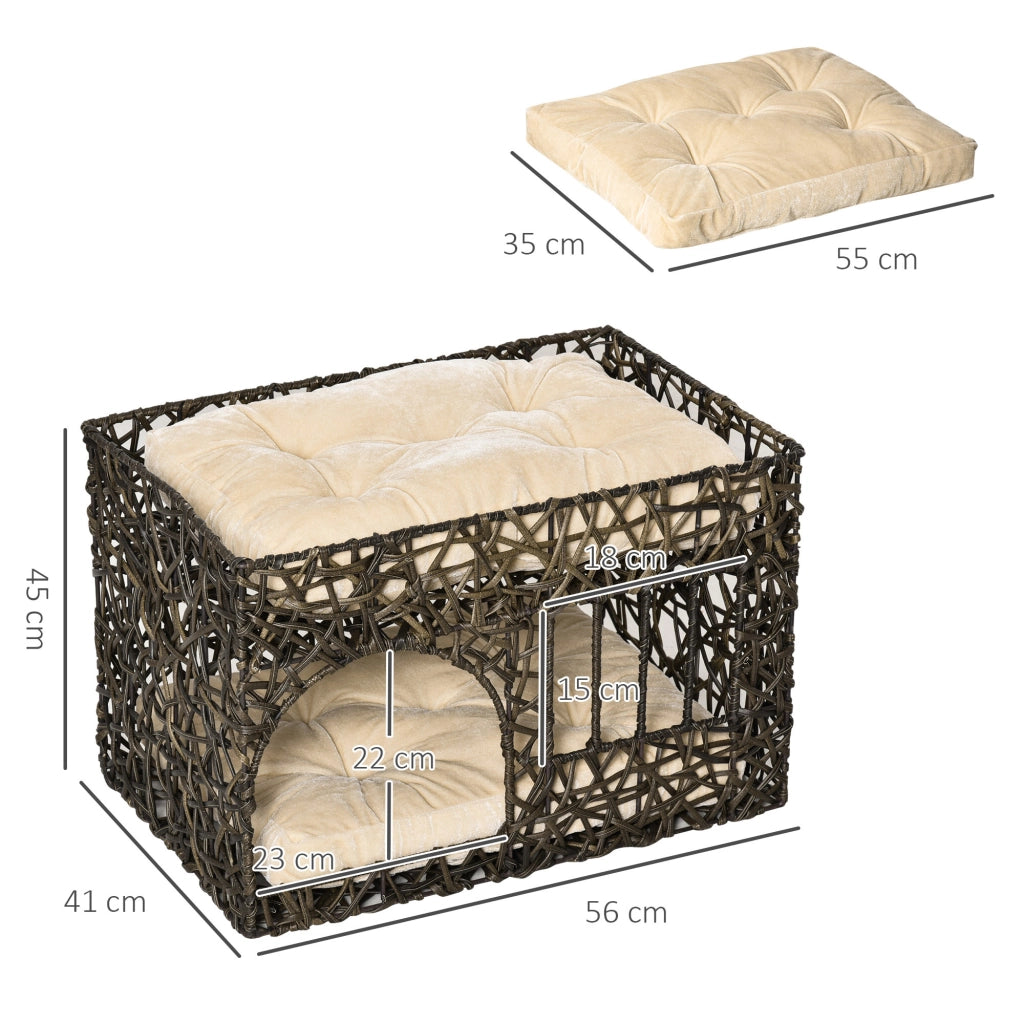 Letto per gatti con cuscini ¨C zephmum ¨C marrone 56x41x45 cm