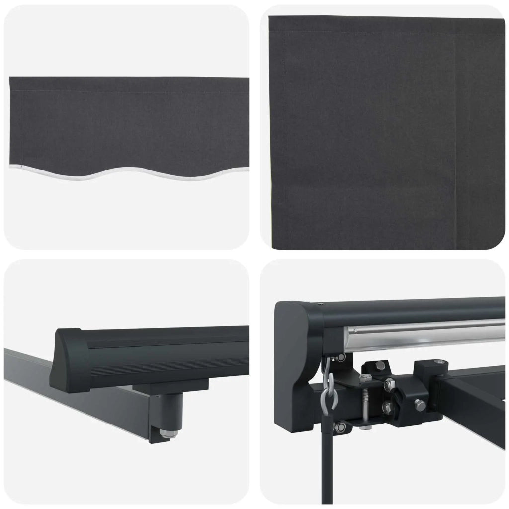 Cornice per Tenda Manuale con LED Antracite 4 × 3 m 3420841