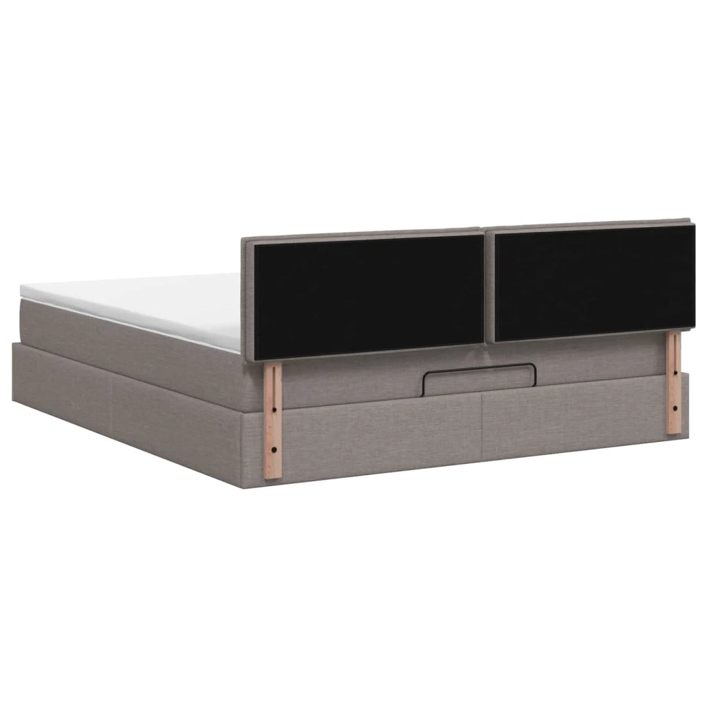 Letto Ottomano con Materasso e LED Tortora 140 x 200 cm Tessuto 3456833
