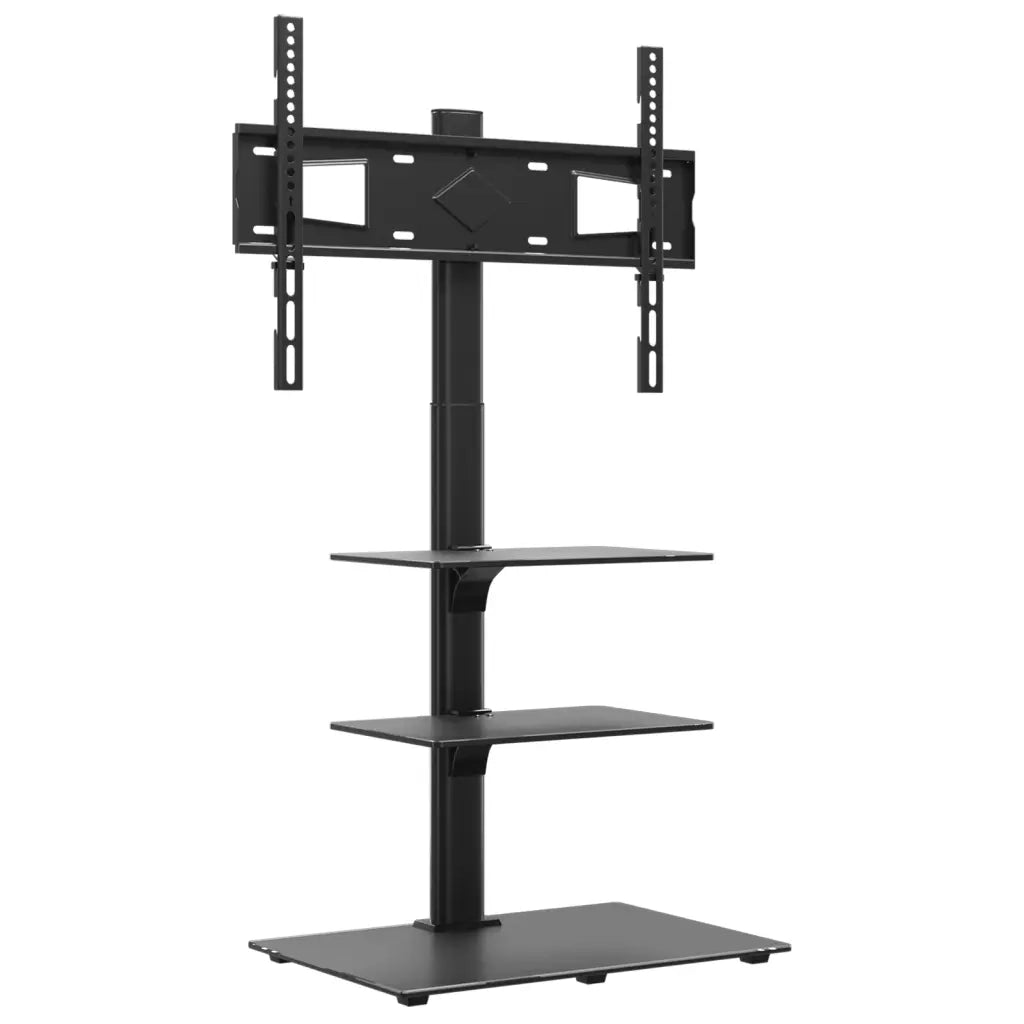 Mobile angolare girevole per TV 66 x 38 x 128,5 cm 3 ripiani salvaspazio elegante in metallo nero 02_0047638