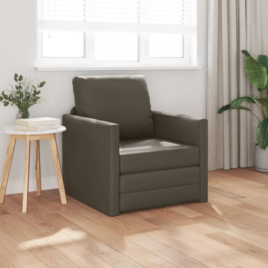 Divano letto | Sof¨¤ letto | Letto singolo 60cm Grigio Pelle Artificiale