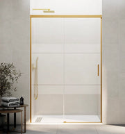 Box doccia frontale BASIC 1 fisso + 1 scorrevole 155-160 cm (61-66) oro vetro frost