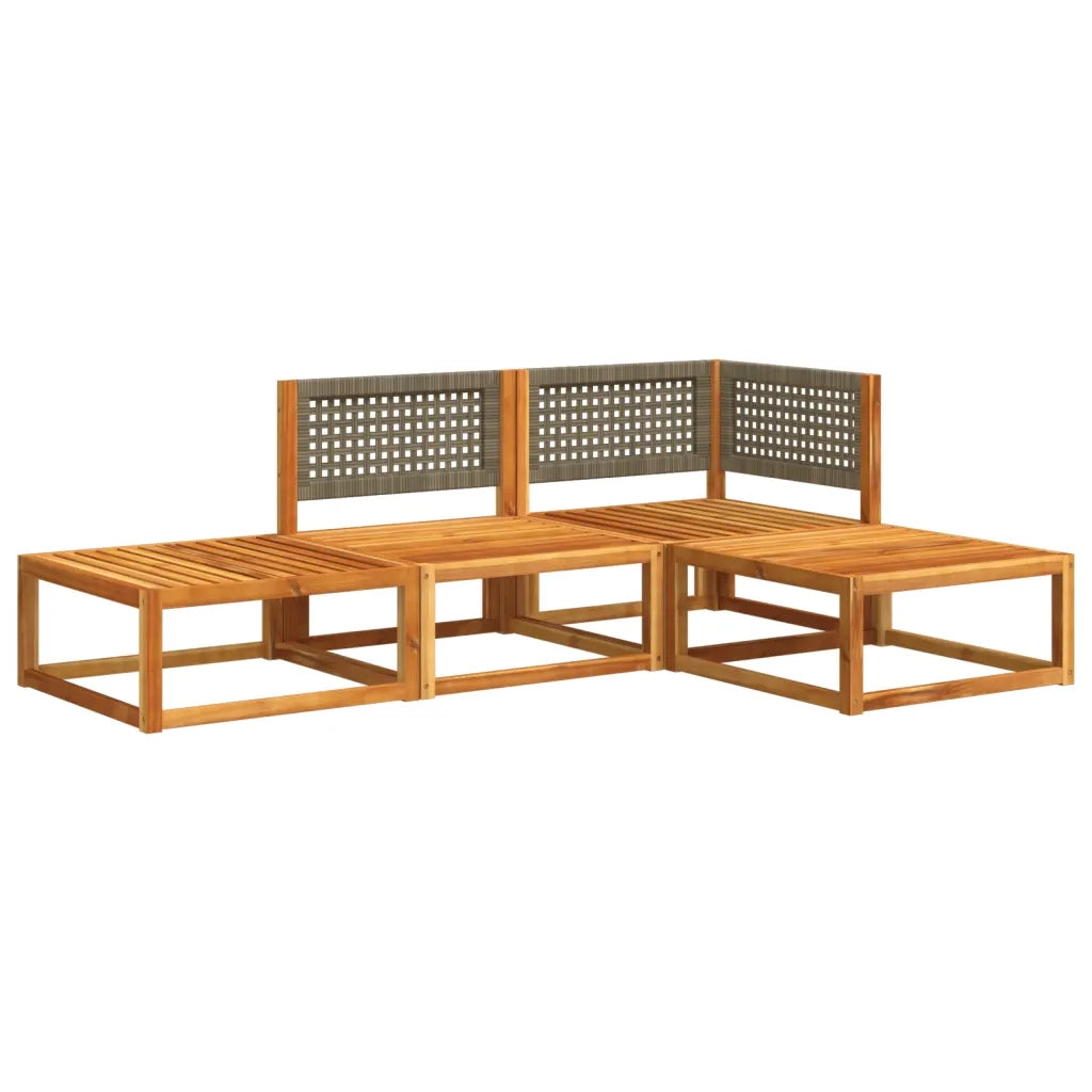 Set di divani da giardino 4 pezzi con cuscini in legno di acacia e rattan 3278893