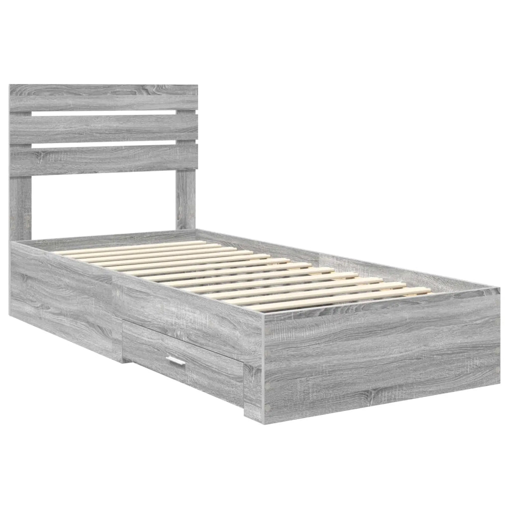 Struttura del letto-Giroletto Grigio Sonoma e Argento 75 x 190 cm 915522
