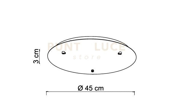 BASE-3L OS base tonda 3 luci ottone spazzolato d.45cm