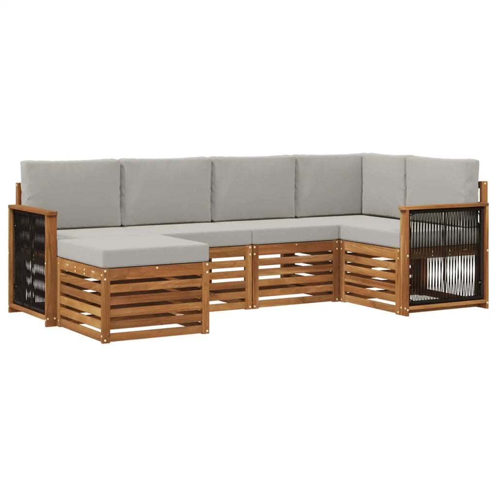 Set divano sezionale con cuscino 5 pcs Naturale e Grigio Chiaro 3384562