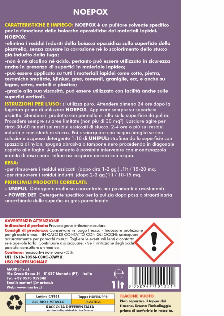 Come rimuovere boiacche epossidiche NOEPOX   1LT