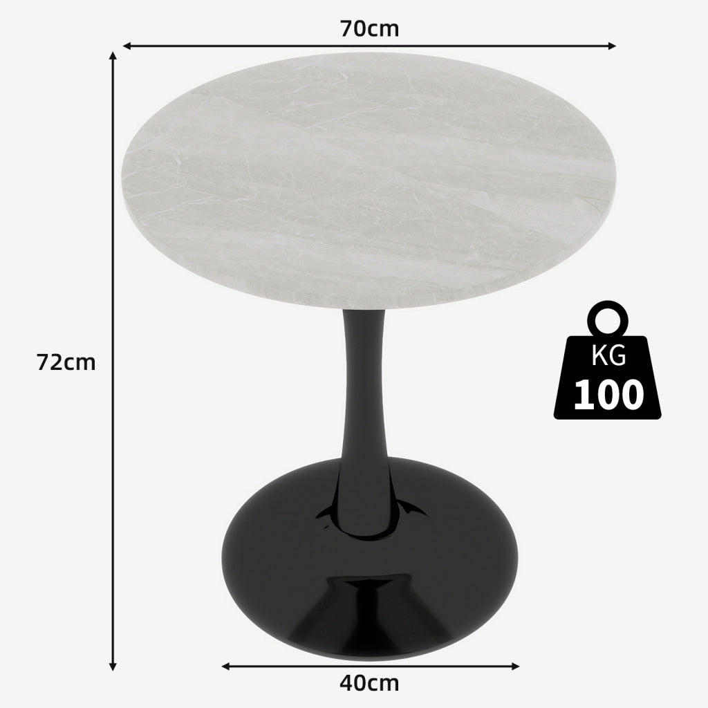 Tavolino da Caff¨¨ Rotondo ¨C MINIMAL ¨C Marmo Bianco Nero, 70 cm