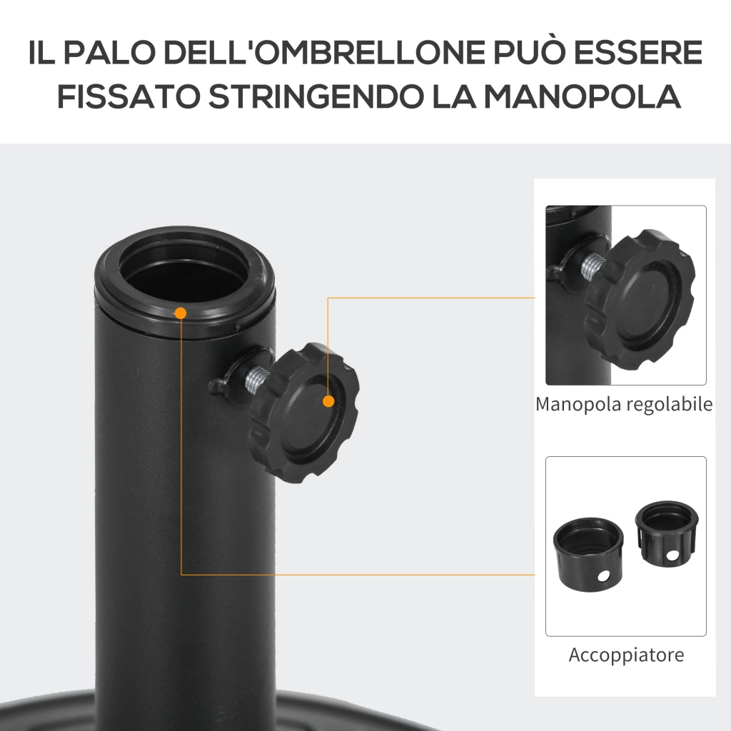 Base per Ombrellone Rotonda in Cemento ¨C Minimal ¨C ?43cm, Nero