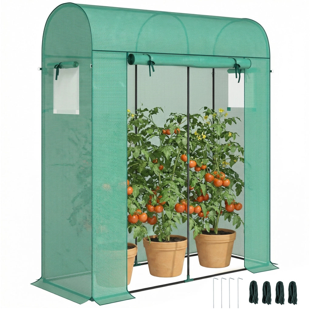 Serra per Pomodori con Porta Avvolgibile e Finestra a Rete ¨C Xylo ¨C 170x68x200cm Verde