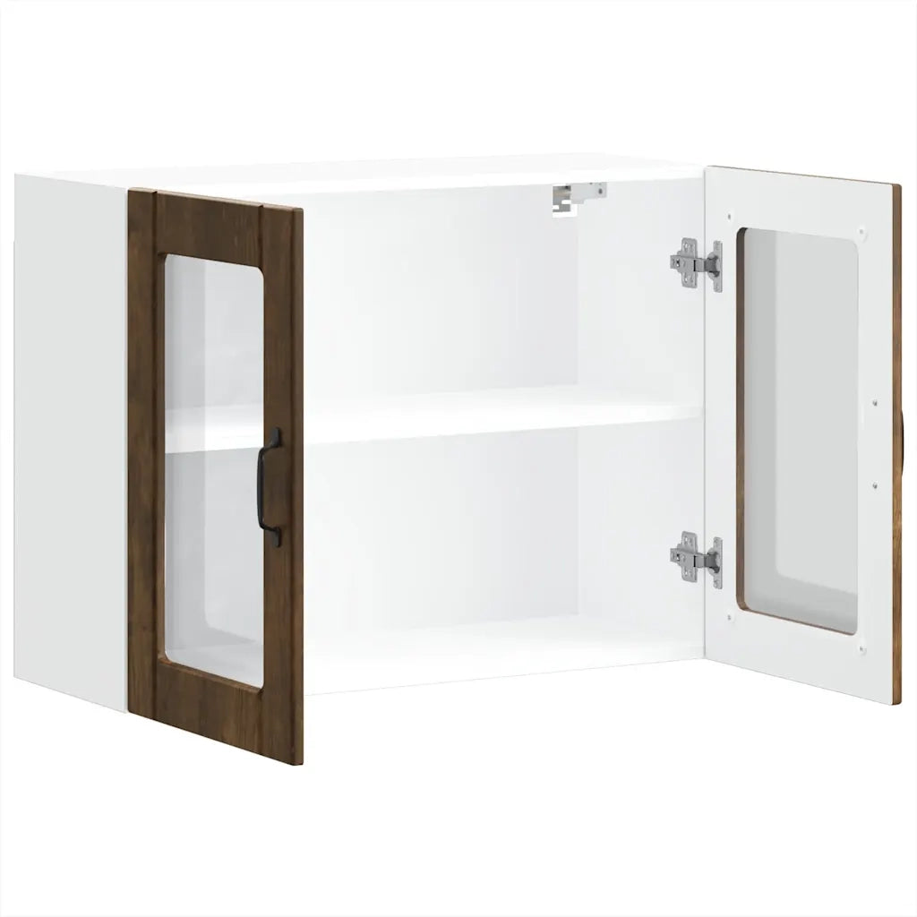 Pensile da Cucina con Porta in Vetro-Mobile Cucina da Parete Lucca Rovere Fumo 732711