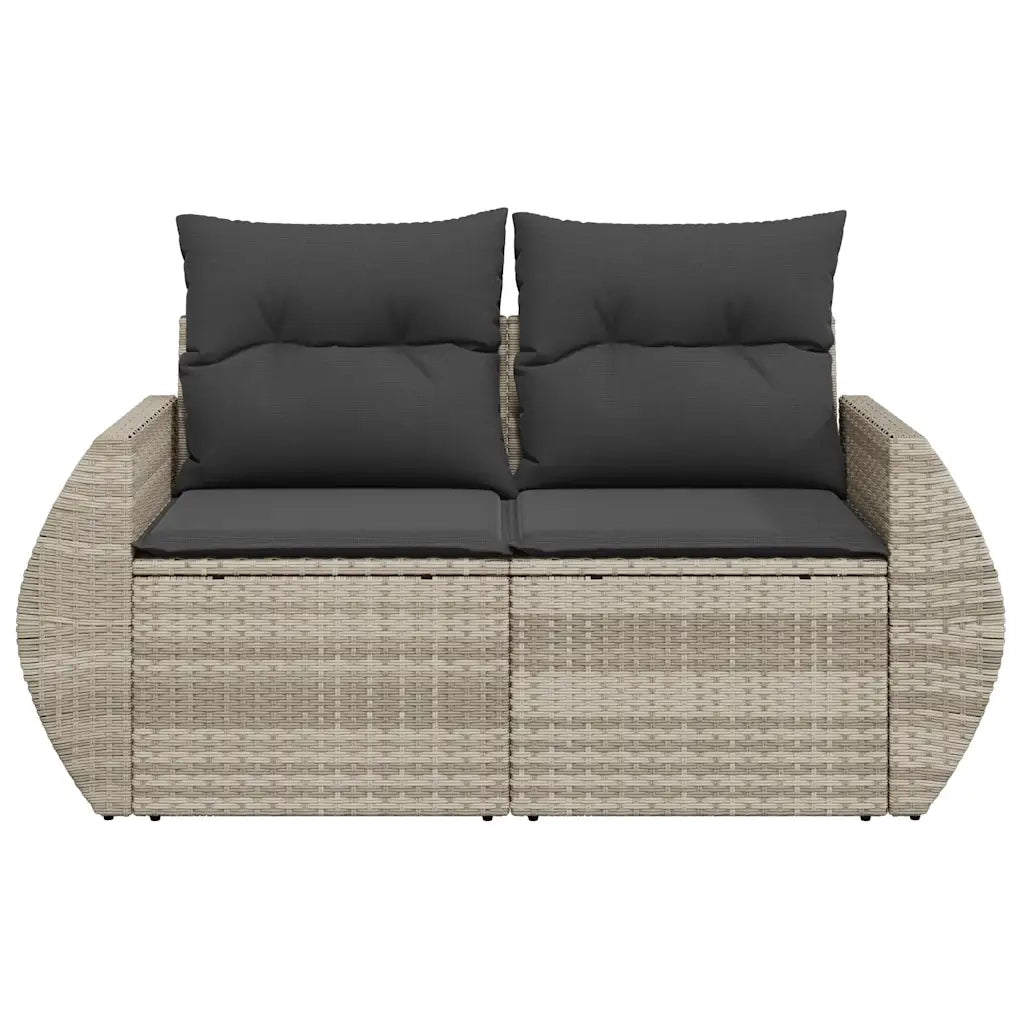 Divano da Giardino con Cuscini 2 Posti Grigio Chiaro Polyrattan 366186