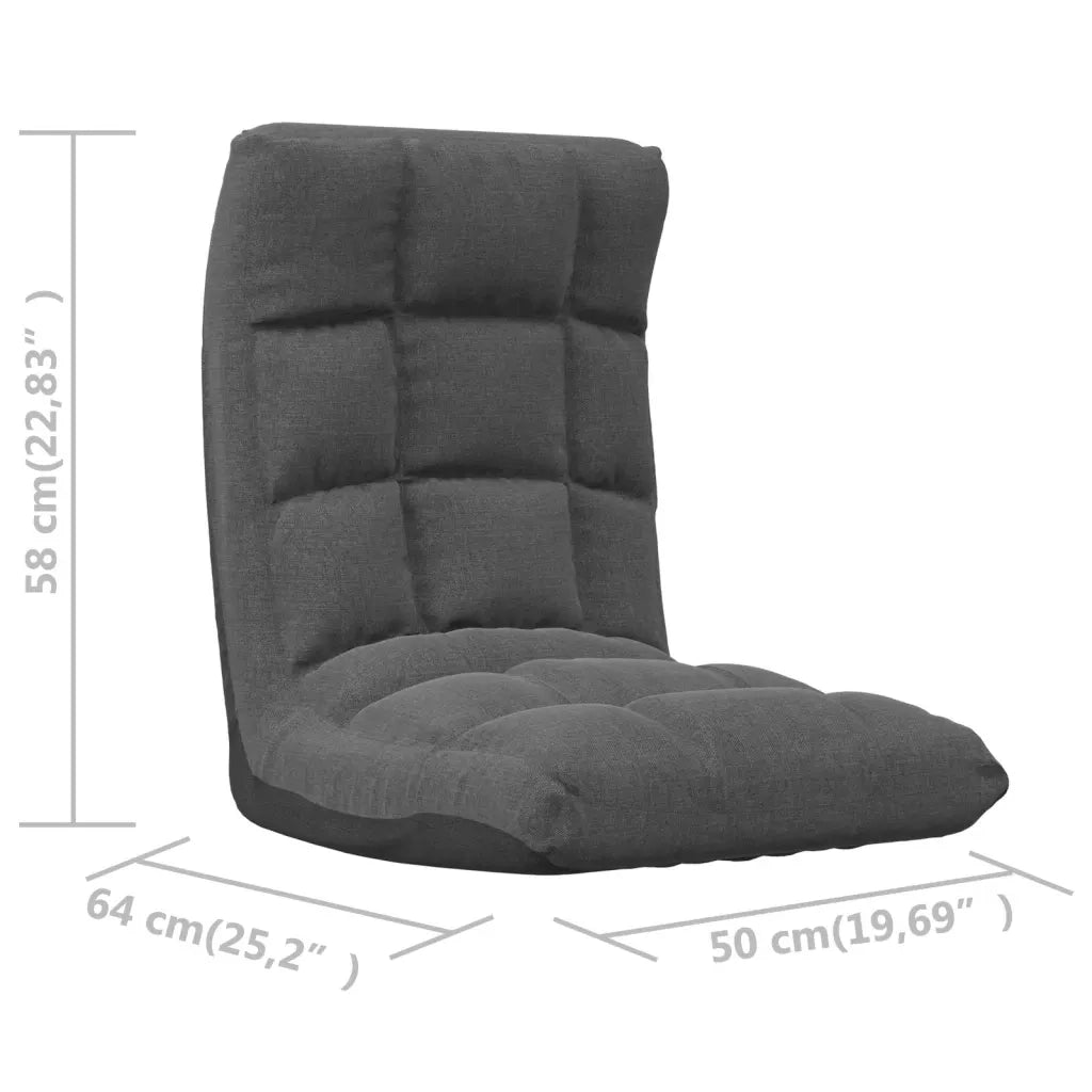 Sedia da Pavimento Pieghevole Grigio Scuro in Tessuto 336585