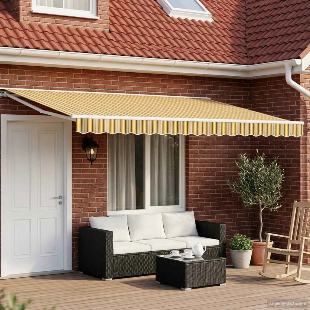 Tettuccio Elettrico Retrattile Giallo, Grigio e Bianco 4 × 3 m 3421818