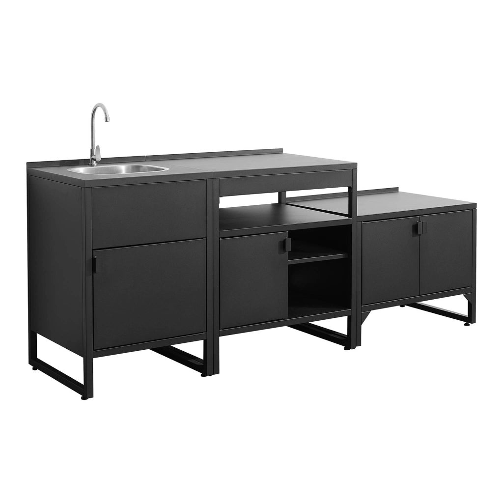 Cucina esterna 3 moduli acciaio inossidabile, nero