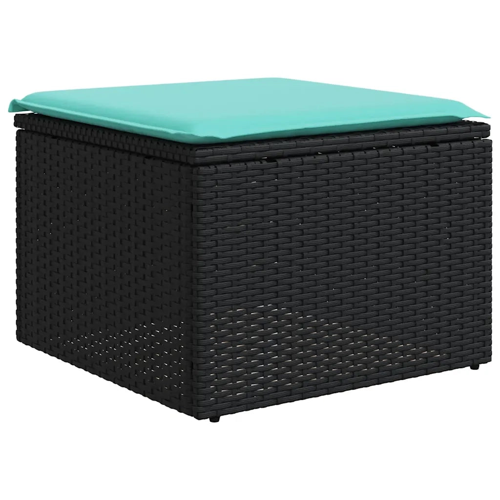 Set Divani da Giardino con Cuscini 2 pz Nero Polyrattan Acacia 3328660