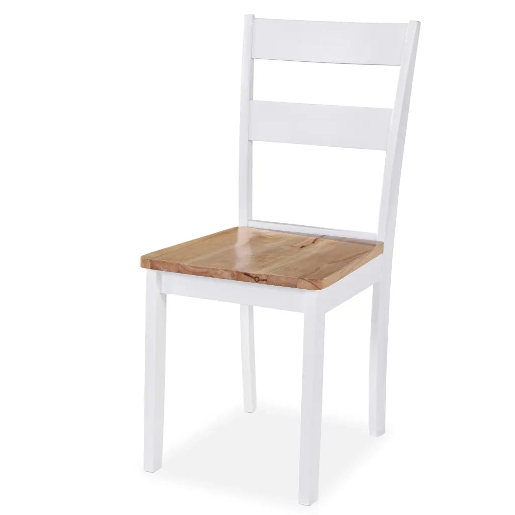 Set da Pranzo 5 pz in MDF e Legno di Hevea Bianco 274943