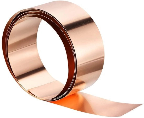 Rolle di piatto di rame - 1mm x 50mm x 1m - Piatto di metallo per progetti elettrici per appassionati di DIY - Strisce di rame - 99,9% Puro rame - Ampie possibilità di applicazione