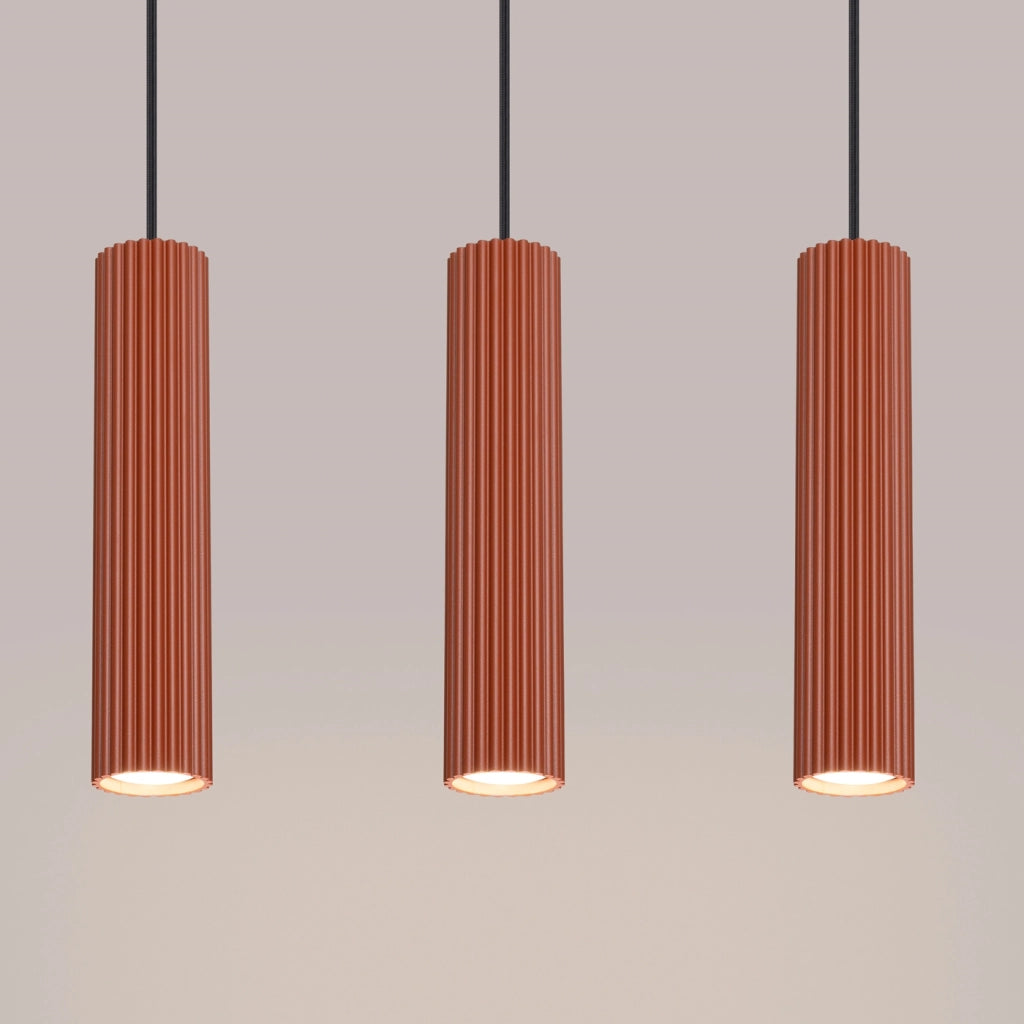 Lampada a sospensione KARBON 3L rosso ocra