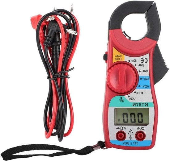 Misuratore di Corrente Digitale - Tester di Ampere - Misurazioni Elettriche - Massimo 400A AC/DC - 600V di Raggio - Rosso