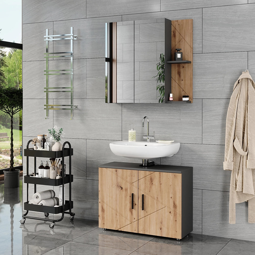 Vicco Mobile lavabo Antracite/Artisan 2 parti