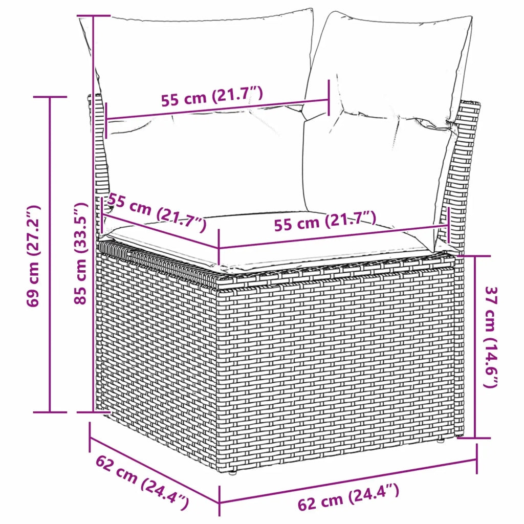 Set Divano da Giardino 9 pcs Beige e Grigio Chiaro polyrattan