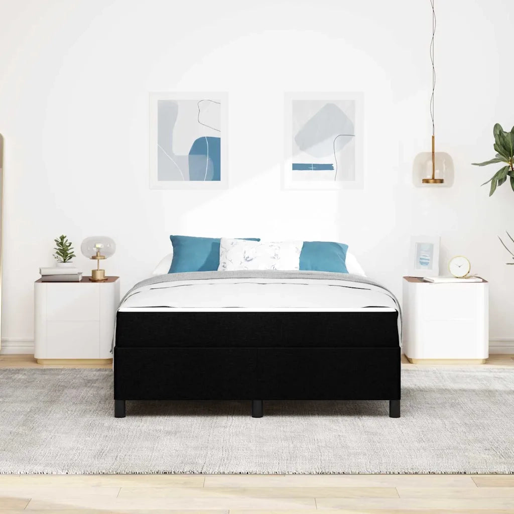 Letto a molle con materasso Nero 140 x 190 cm Tessuto