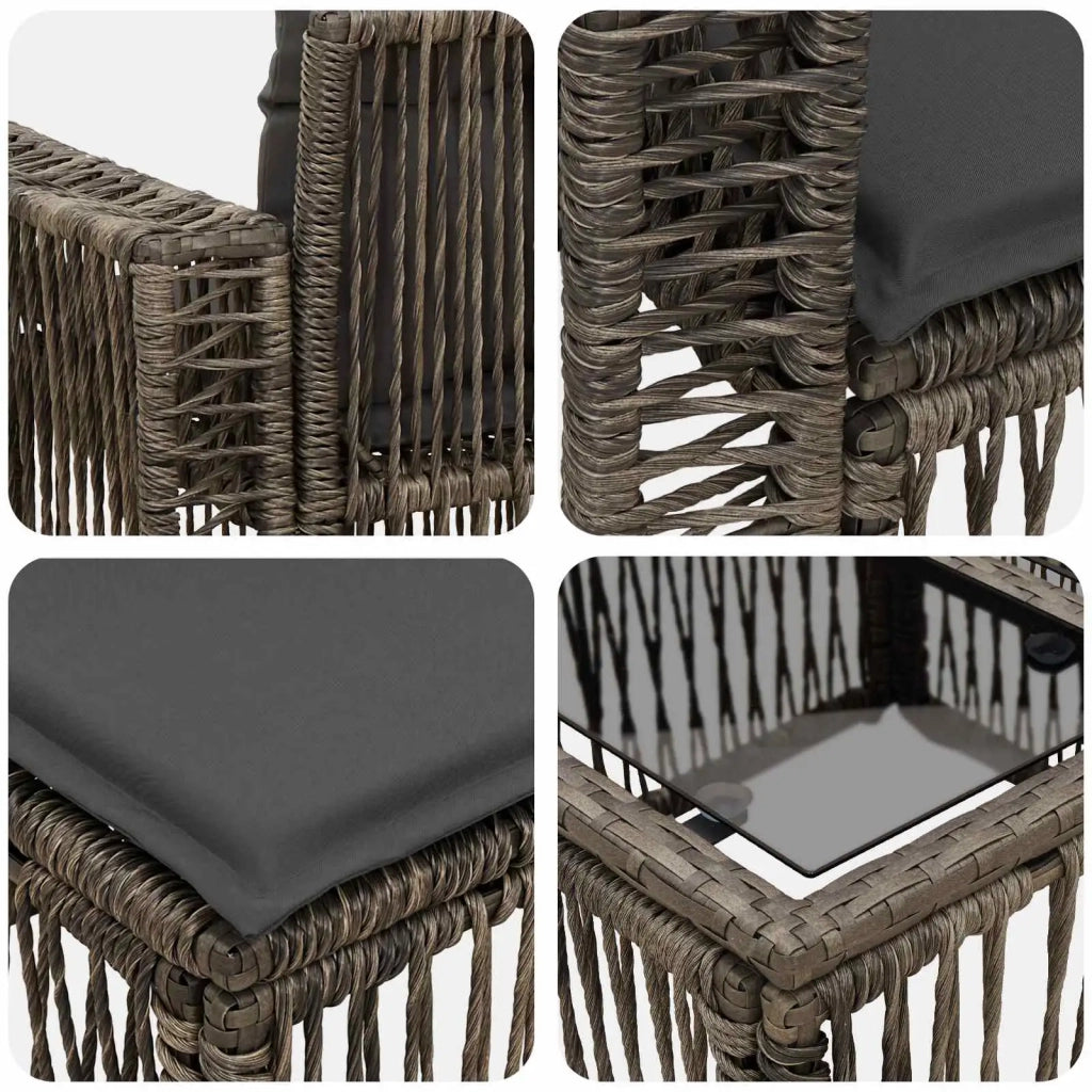 Set Divano da Giardino 9 pz Grigio polyrattan 3435068
