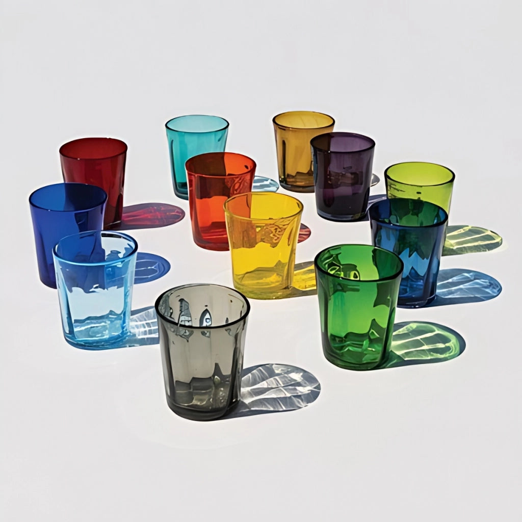 Zafferano Set 6 Bicchieri Bei in Vetro Soffiato a Mano Marrone, Design Artigianale Raffinato e Scintillante per una Tavola di Alta Qualità