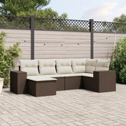 Set Divano da Giardino 6 pz con Cuscini Marrone in Polyrattan 3222862