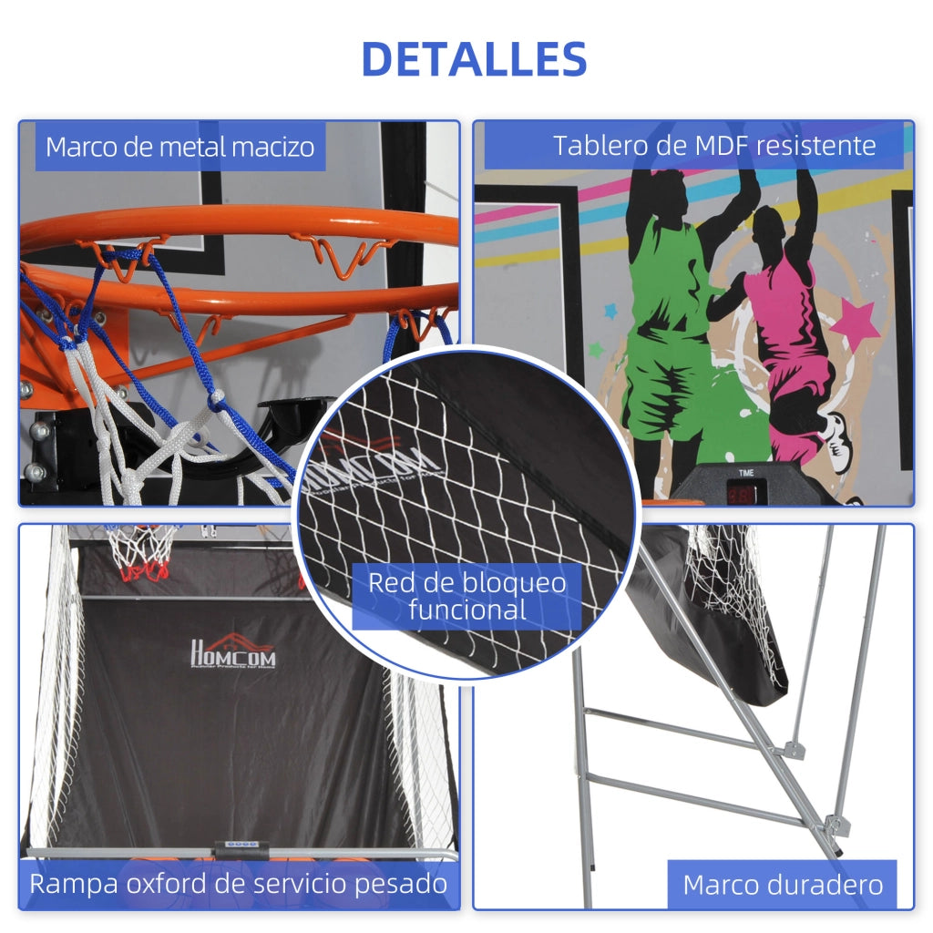 Set Canestri da Basket Pieghevole ¨C Minimal ¨C Grigio, Acciaio, 205x110x205 cm