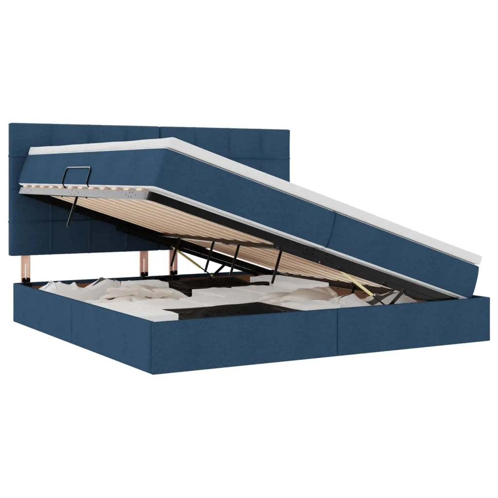 Letto con contenitore e LED con led Blu 200 x 200 cm Poliestere