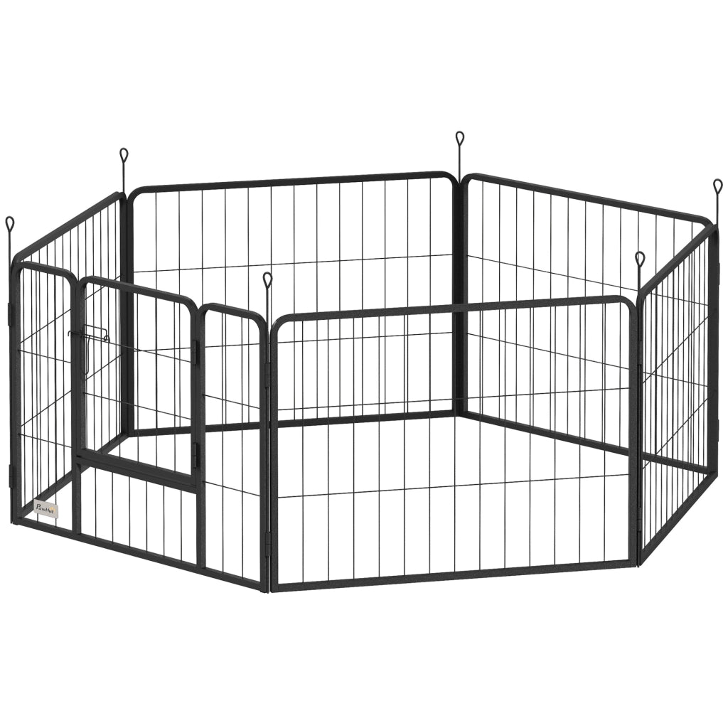 Recinto per Cani 6 Pannelli ¨C Xylo ¨C Acciaio Pieghevole Grigio