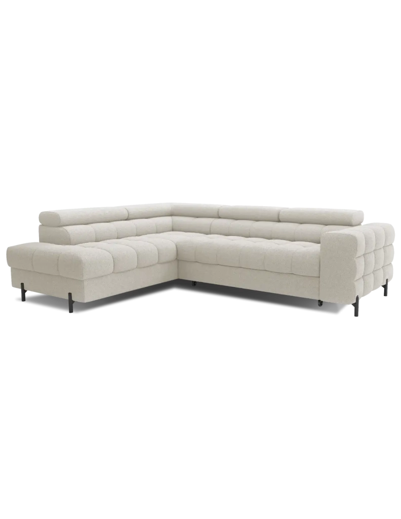 Divano ad angolo sinistro FERRUM Beige chiaro con contenitore 276x93x200cm