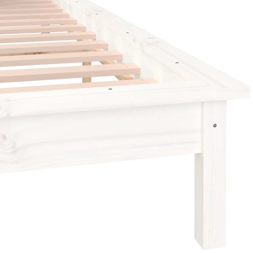 Letto matrimoniale | Letto per adulti | Giroletto con LED Bianco 150x200cm King Size in Legno Massello
