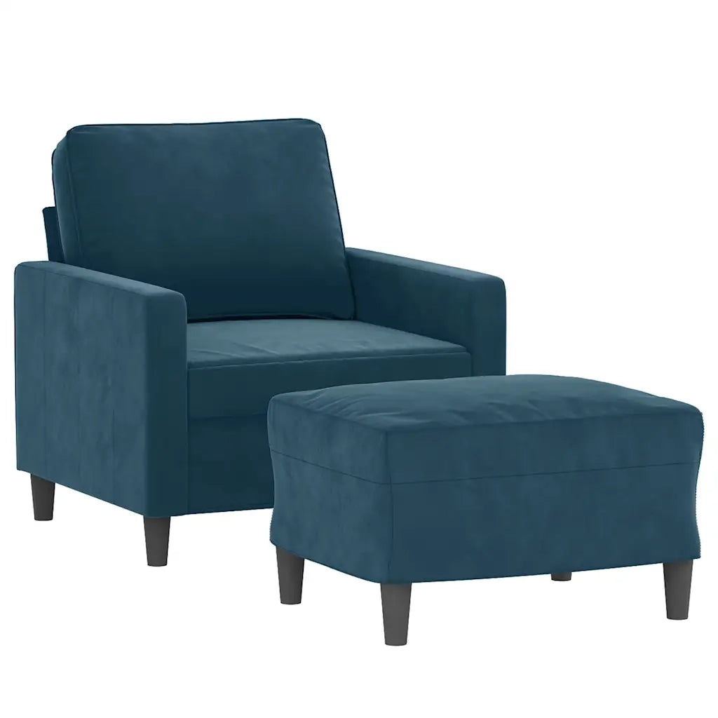 Poltrona | Sedia Relax con Poggiapiedi Blu 60 cm in Velluto