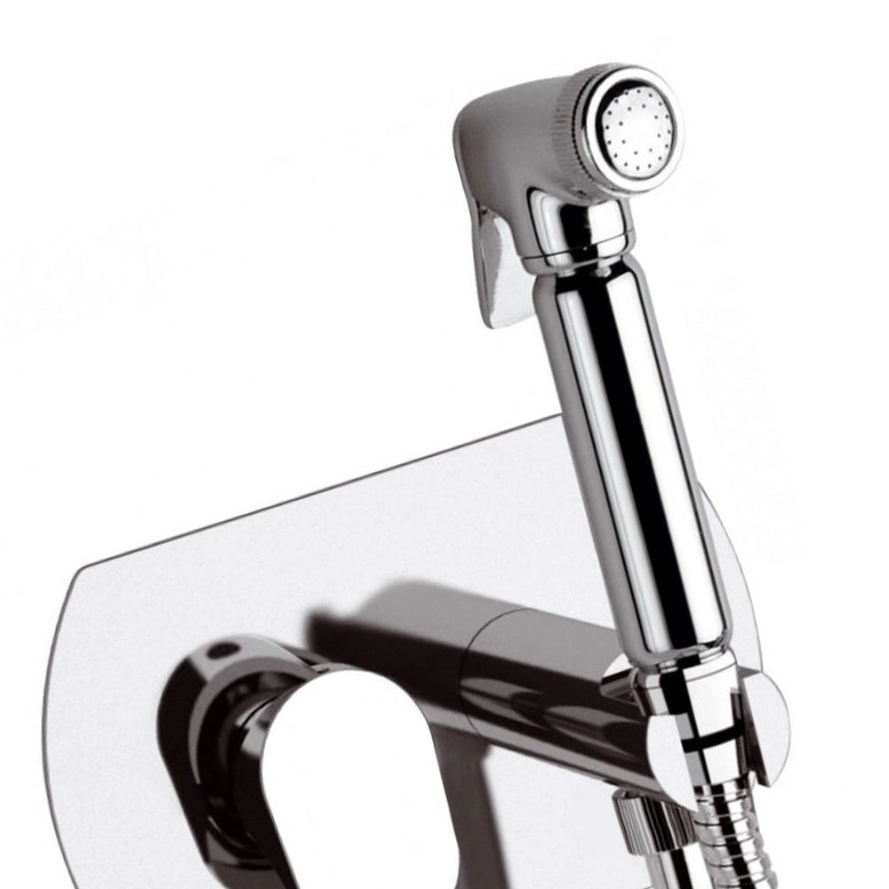 Miscelatore incasso per shut-off arrotondato con doccetta, supporto e flessibile doccia