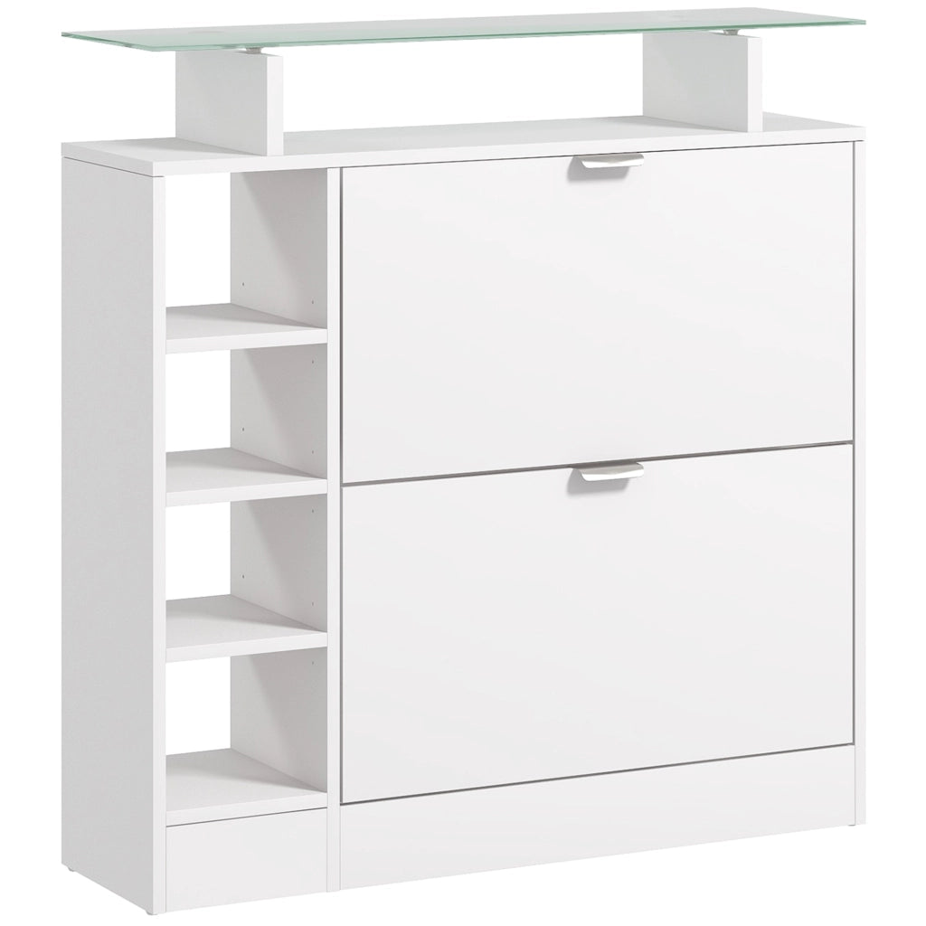 Scarpiera con 2 cassetti e ripiani regolabili ¨C zephmum ¨C bianco 89x25x92 cm